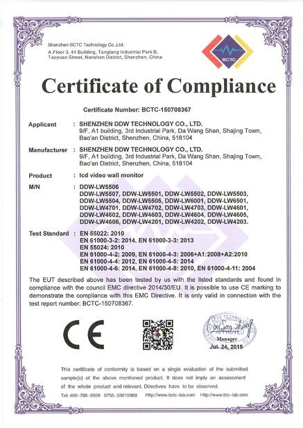 China Shenzhen DDW Technology Co., Ltd. Certificaten