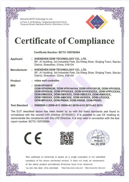 China Shenzhen DDW Technology Co., Ltd. Certificaten